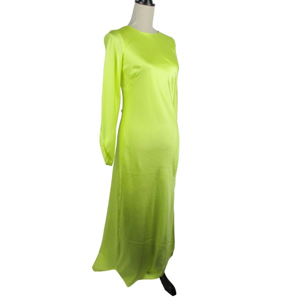 Express Women's Satin Long Sleeve XS Midi Dress Graceful Romantic - Picture 5 of 8
